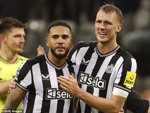 Jamaal Lascelles (left) of Newcastle has emerged as a potential target for West Ham
