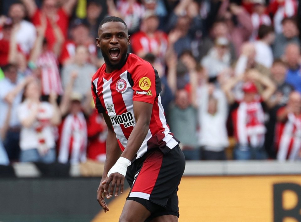 Yoane Wissa of Brentford celebrates during a match against Sheffield United.