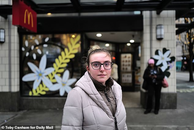 Daily Mail reporter Sonya Gugliara is pictured outside the notorious Seattle McDonald's