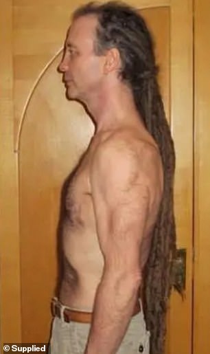 Phil is pictured after giving up vegetarianism