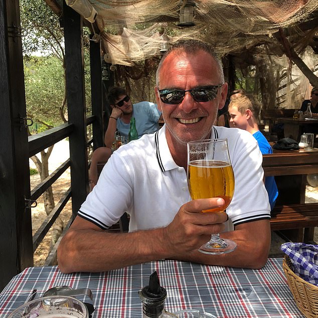 Douglas, who was given a prison sentence of two years and five months, enjoys a beer in the sunshine