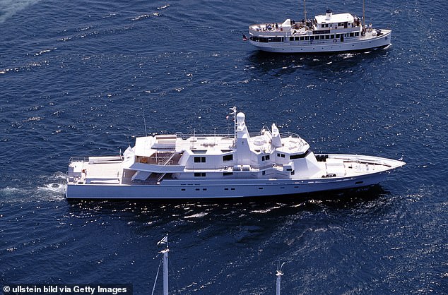 The 191-foot vessel titled the Izanami, spelt backwards, reads, 'I'm a nazi'