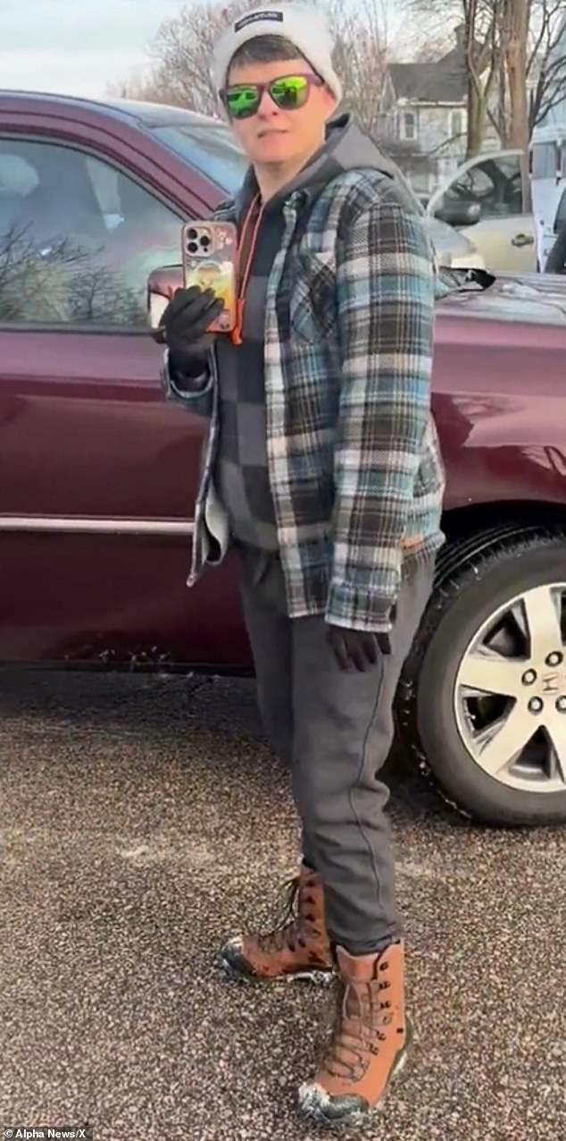 Witnesses have said Good and her partner Rebecca (pictured moments before the shooting) were acting as legal observers and filming the protest that day