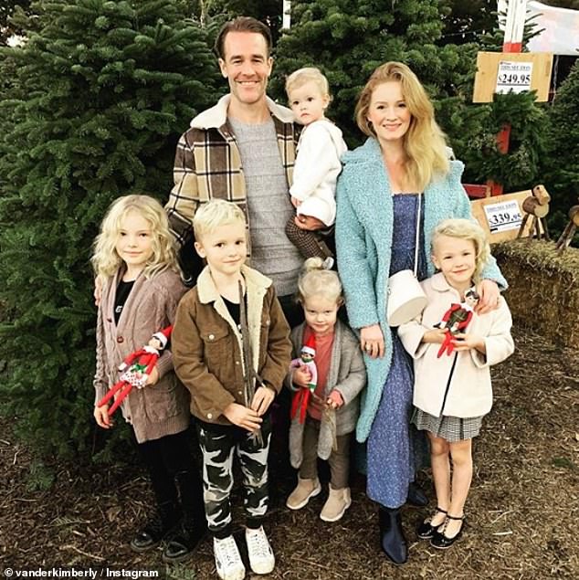 Van Der Beek ¿ who shares six kids with wife Kimberly ¿ revealed his stage three colorectal cancer diagnosis in November 2024; Pictured with his wife and kids in an Instagram snap