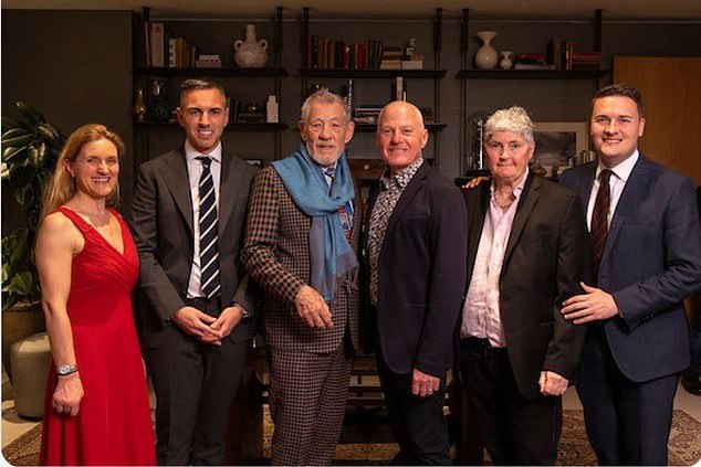 Mr Hughes at a 2022 fundraising dinner at Lord Alli's home with Sir Ian McKellen, Kim Leadbeater and Mr Streeting