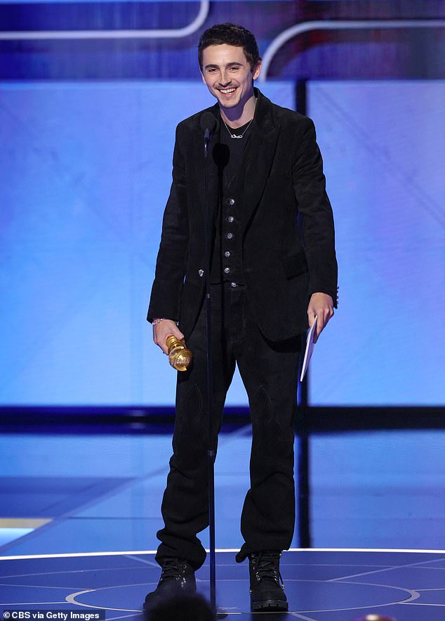 Chalamet - pictured at the Golden Globes on January 11 - is also poised to land an Oscar nomination