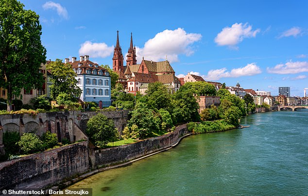 Milan and Basel, Switzerland (pictured), come in joint third place, with fights from the UK costing £107 for both, on average