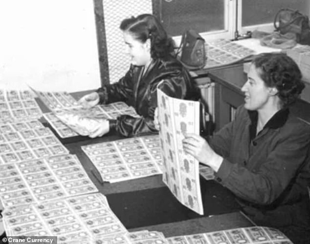 Just over 300 trained engravers — also known as presspeople — are working in the US today (pictured: Crane workers from decades ago)