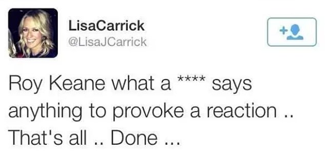 Lisa deleted this message on X back in 2014 and said her emotions got the better of her