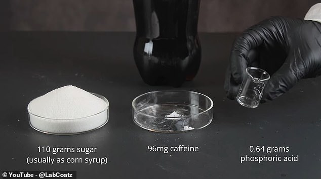According to Zach Armstrong, a scientist who runs the YouTube channel LabCoatz, the recipe is over 99 per cent sugar with caffeine, phosphoric acid, and 'natural flavourings'