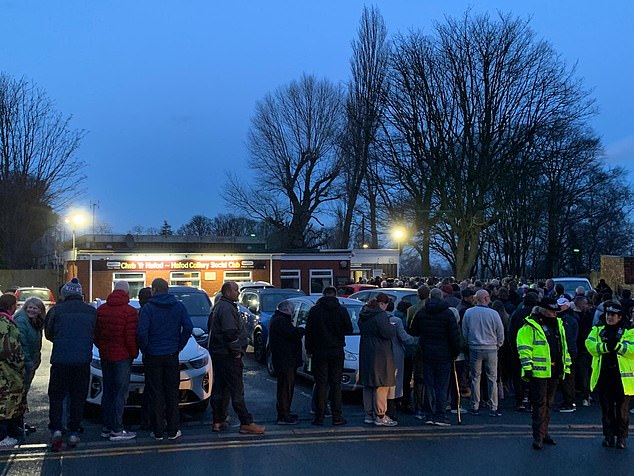 Police monitored crowds arriving to raise concerns about the proposed new use for the Plas yn Rhos complex