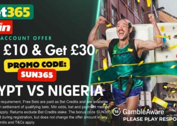 £30 bonus for Egypt vs Nigeria with SUN365