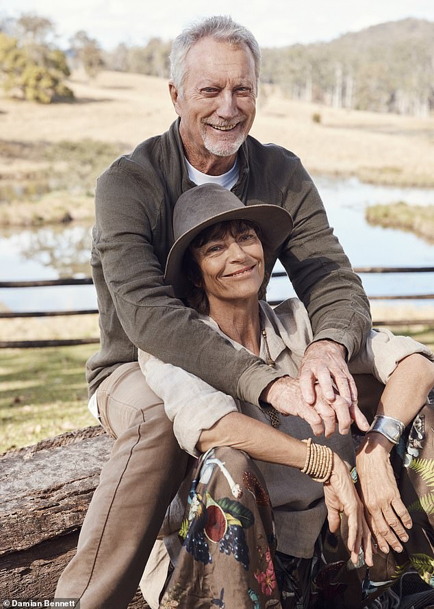 Rachel Ward and husband Bryan Brown - the couple have been married for more than 40 years and have three grown-up children together ¿ Matilda, 39, Rosie, 42, and Joe, 34, who helps run the farm ¿ plus three adored grandchildren