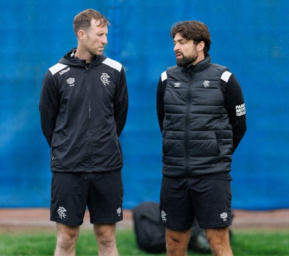 Mike Williamson and Russell Martin at Rangers MD-1 activity.