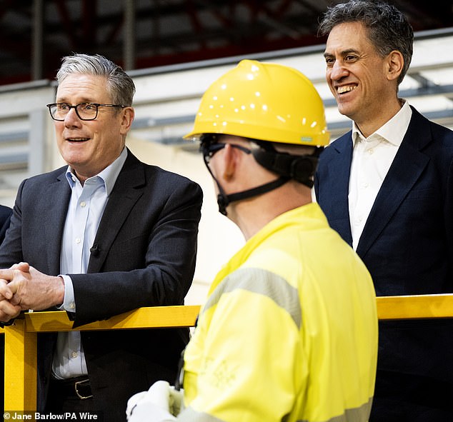 Net Zero Secretary Ed Miliband with Prime Minister Sir Keir Starmer during a visit to the SSE National Training Centre to promote Government energy policies