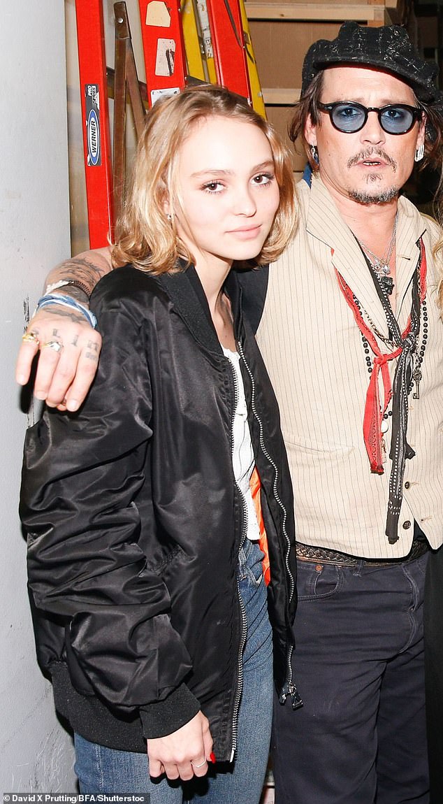 Lily-Rose is the eldest child of Vanessa Paradis, 53, and Johnny Depp, 62 (pictured with her father in 2016)