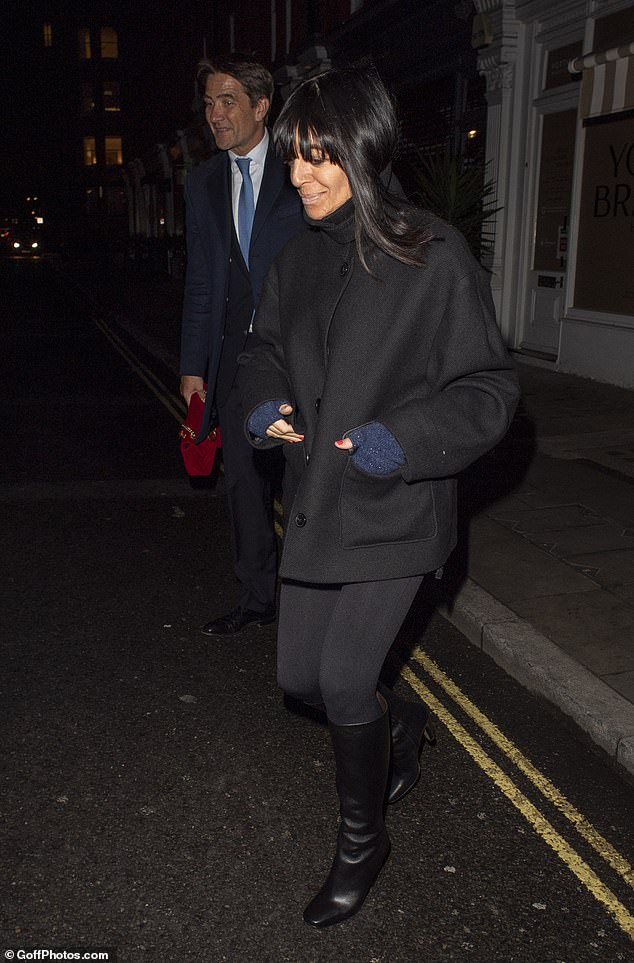 The Traitors host, 54, and her rarely-seen partner, 54, were spotted leaving the eatery in high spirits after celebrating Claudia's 54th birthday with a romantic meal