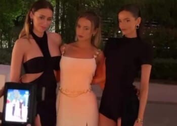 Traitors star Maura Higgins shows off her endless legs in black mini dress on star-studded Dubai business trip