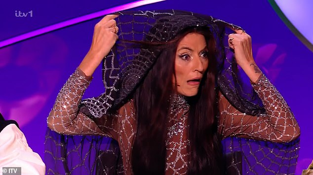 This weekend the judging panel, and their special guest, all looked unrecognisable as they wore some very spooky outfits (Davina McCall pictured)