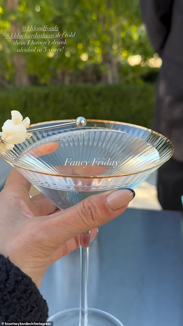 The mom-of-four, 46, revealed the milestone while celebrating the launch of sister Khloe¿s latest Khloud popcorn flavor with a mocktail