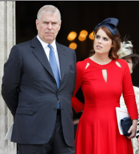 Prince Andrew and Princess Eugenie standing together.