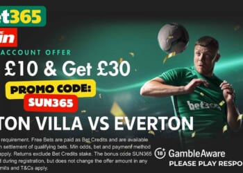£30 bonus for Aston Villa vs Everton with SUN365