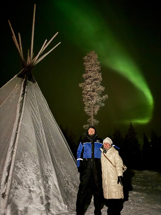 Hayley and her husband got to see the Northern Lights very clearly - more than making up for the freezing temperatures