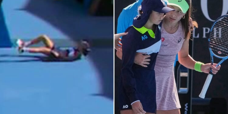 Ball girl collapses at Australia Open with tennis ace hailed after rushing to her aid and helping carry her off court