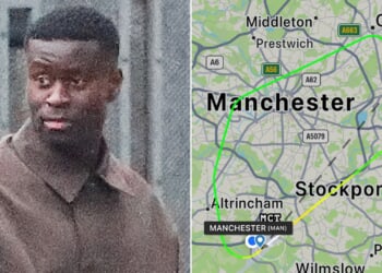 Marc Guehi's private jet aborts landing forcing plane to loop over city centre as England star heads to Man City medical