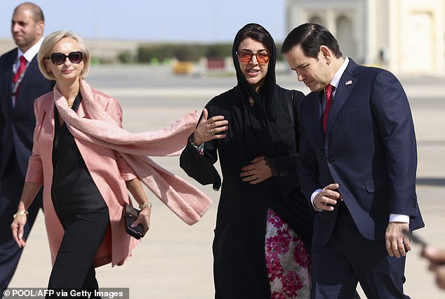 United Arab Emirates Minister Reem Al-Hashimy (middle) will also serve on the Gaza Executive Board alongside Rubio (right). The two are pictured above with US Ambassador to the United Arab Emirates Martina A. Strong