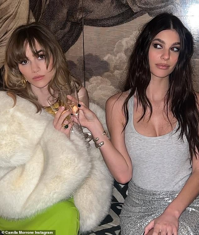 Camila struck up a friendship with actress Suki after starring in Daisy Jones & The Six together and have become inseparable since (pictured together)