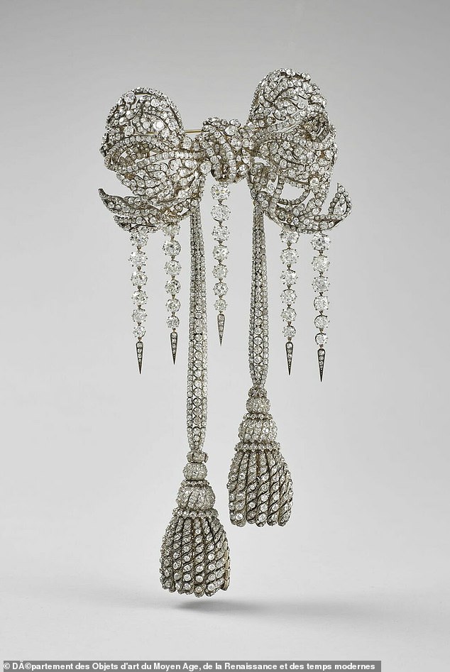 Empress Eugenie's brooch, pictured, which contains 2,438 diamonds, was stolen in the raid