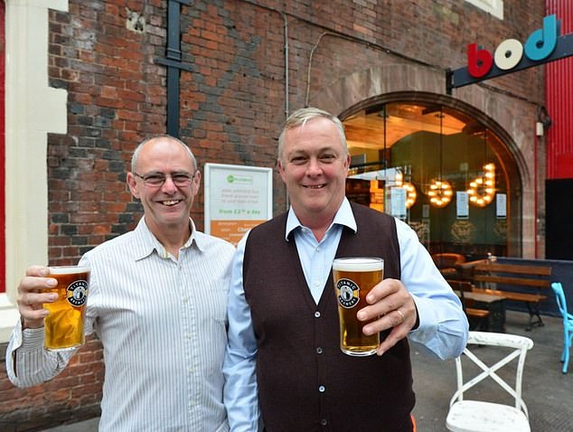 Dave and Keith Bott, directors of Titanic Brewery, are pictured outside Bod at Stoke Railway Station
