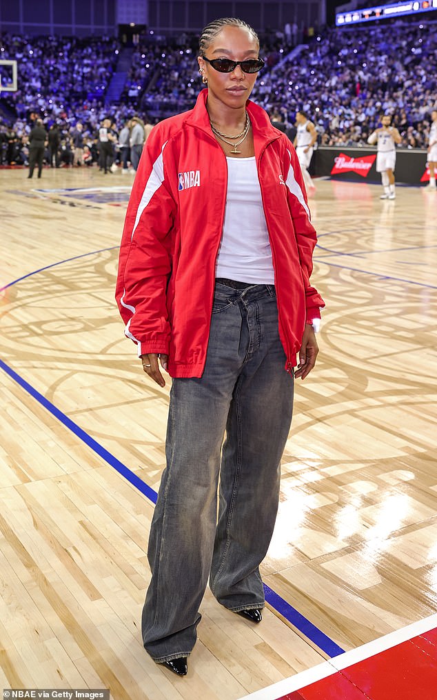 British actress Naomi Ackie cut a cool figure as she posed up a storm ahead of the game