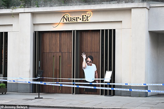 The Park Tower Hotel and Casino is next door to Nusr-Et (pictured), the steakhouse run by celebrity chef Salt Bae. Blue was on his way to have dinner here when he was stabbed just yards away