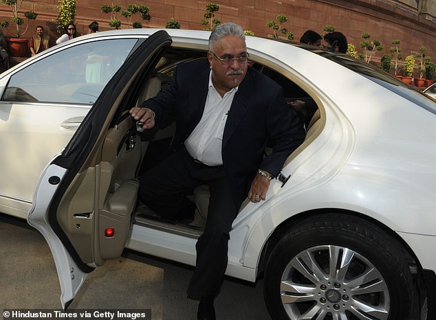 Mallya pictured while he was an MP in India during 2014. He arrives at Parliament House