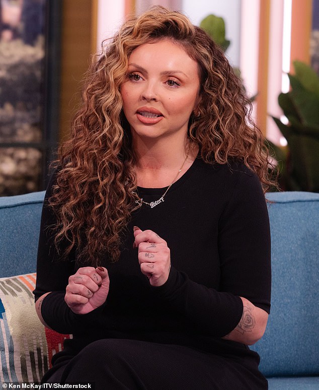 Jesy was spotted without her wedding ring during her This Morning appearance earlier this month (pictured) where she discussed daughters Ocean and Story's Type 1 SMA diagnoses