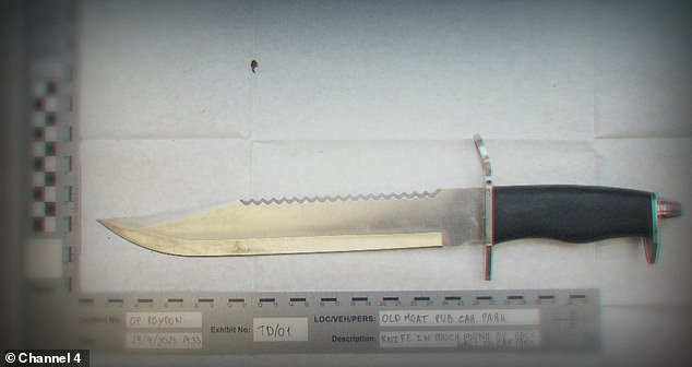 A zombie-style knife recovered by Bedfordshire Police following the attack in Luton