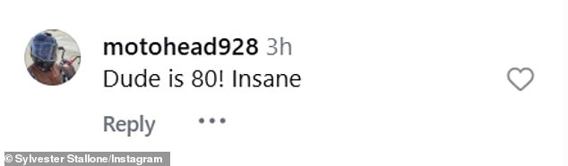 'Dude is 80!' Instagram user @motohead928 exclaimed. 'Insane'