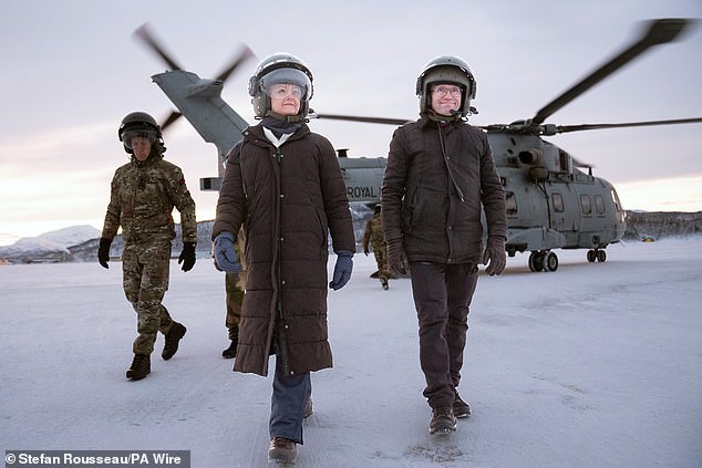 British foreign secretary Yvette Cooper with Norwegian foreign minister Barth Eide arrive for drills in Norway on Thursday as NATO puts on a brave face amid Trump's threats