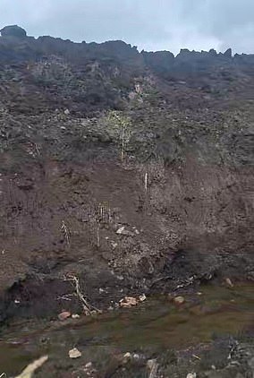 Videos shared with the Mail show vast piles of disturbed earth leaching into the River Beal