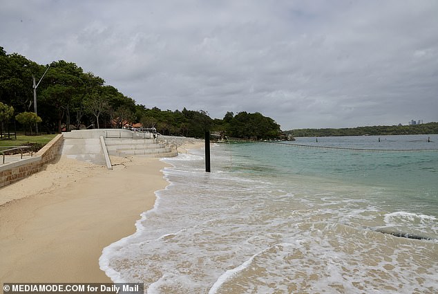 Shark Beach was deserted after the attack, even within the netted swimming area