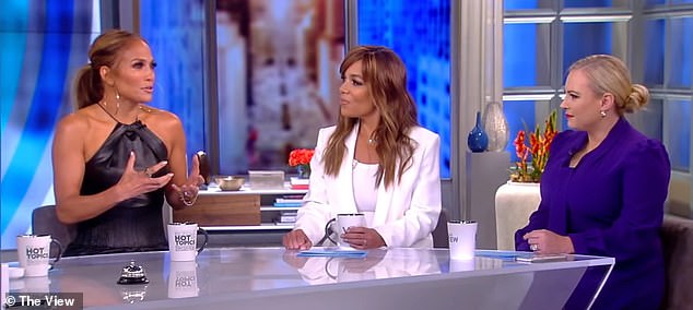 Recalling the time she interviewed J Lo on The View in 2019 (pictured), she claimed the singer showed up with a bigger entourage than 'the President'