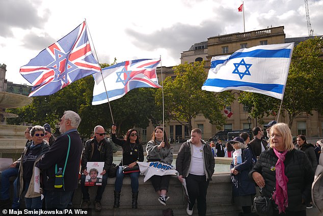 People attend an event organised by the Board of Deputies of British Jews (BDBJ) in London