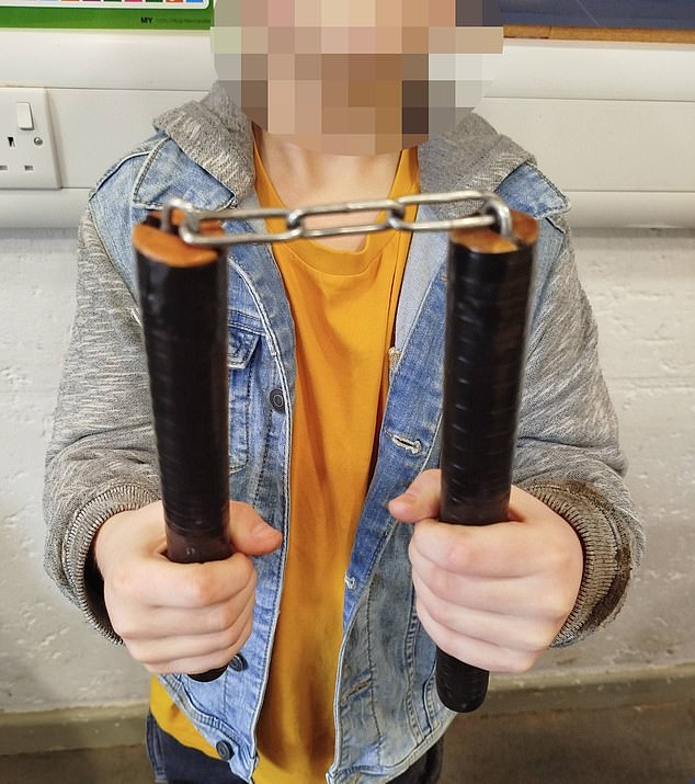 Children have also been tasked with making their own nunchuks (pictured)