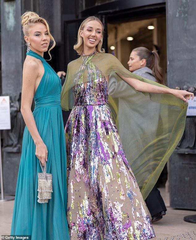 The sisters attend the Elie Saab Haute Couture Spring/Summer 2024 show as part of Paris Fashion Week