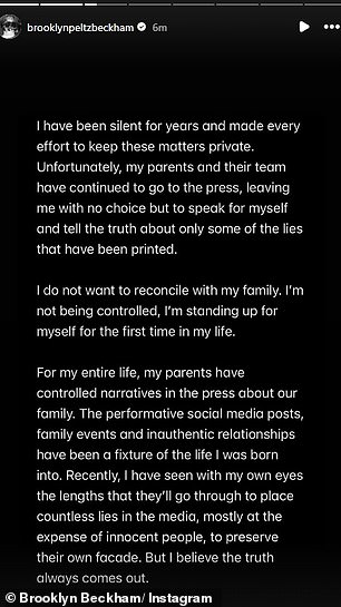 He wrote: 'I have been silent for years and made every effort to keep these matters private'