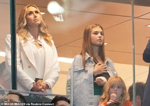 Eric Trump's wife Lara (left) was also present with her young daughter Carolina (bottom right)