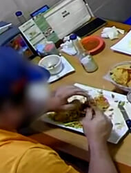 Customer caught on CCTV putting HAIR in food to fake complaint