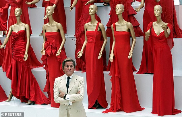 He was renowned for his impeccable tailoring, glam gowns as well as the use signature shade of red, now universally known as 'Valentino red' (pictured 2007)